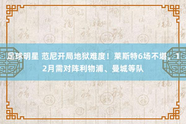 足球明星 范尼开局地狱难度！莱斯特6场不堪，12月需对阵利物浦、曼城等队