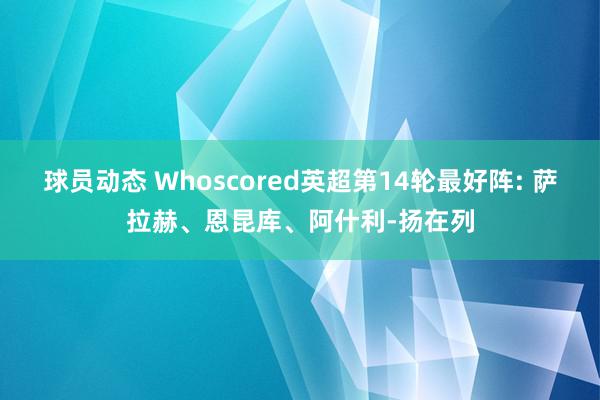 球员动态 Whoscored英超第14轮最好阵: 萨拉赫、恩昆库、阿什利-扬在列