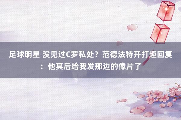 足球明星 没见过C罗私处？范德法特开打趣回复：他其后给我发那边的像片了