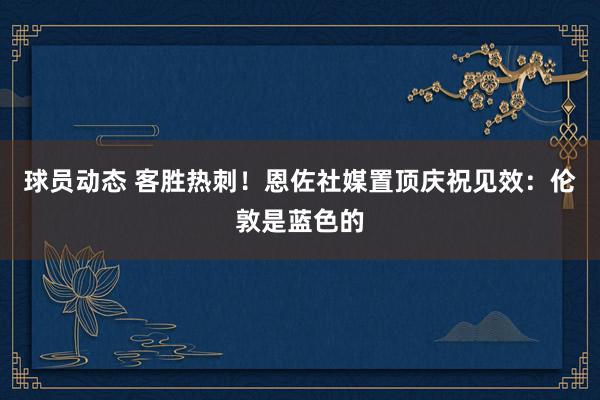 球员动态 客胜热刺！恩佐社媒置顶庆祝见效：伦敦是蓝色的